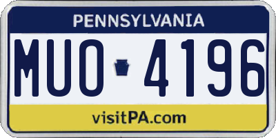PA license plate MUO4196
