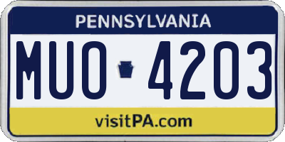 PA license plate MUO4203