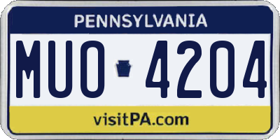 PA license plate MUO4204