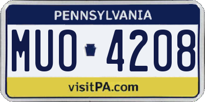 PA license plate MUO4208