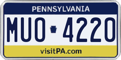 PA license plate MUO4220