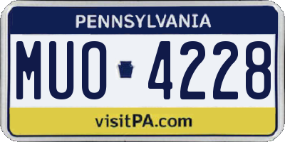 PA license plate MUO4228