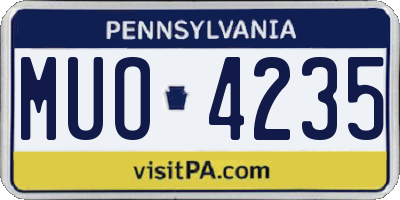 PA license plate MUO4235