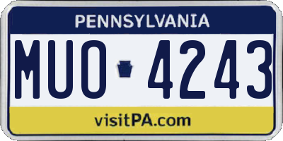 PA license plate MUO4243