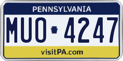 PA license plate MUO4247
