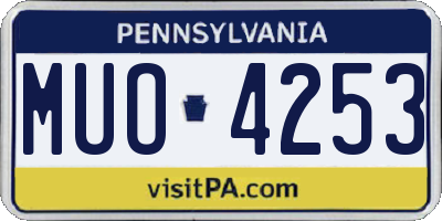 PA license plate MUO4253