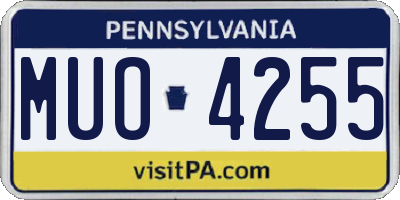 PA license plate MUO4255