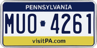 PA license plate MUO4261