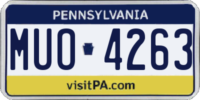 PA license plate MUO4263
