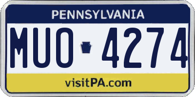 PA license plate MUO4274