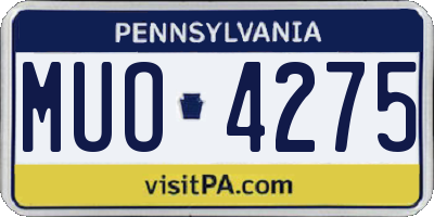 PA license plate MUO4275