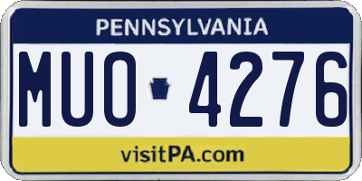 PA license plate MUO4276