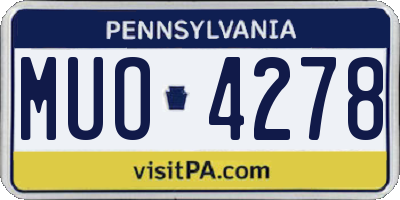 PA license plate MUO4278