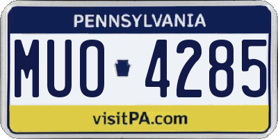 PA license plate MUO4285
