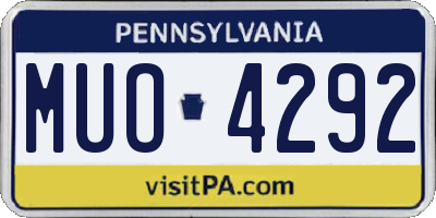 PA license plate MUO4292