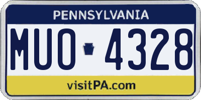 PA license plate MUO4328