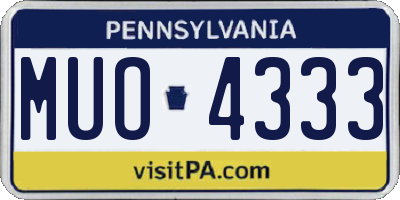 PA license plate MUO4333