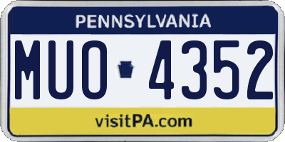 PA license plate MUO4352