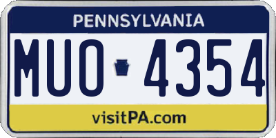 PA license plate MUO4354