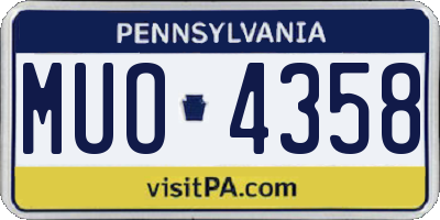 PA license plate MUO4358