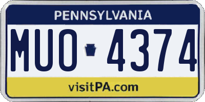 PA license plate MUO4374