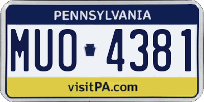 PA license plate MUO4381