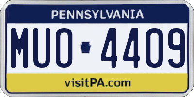 PA license plate MUO4409