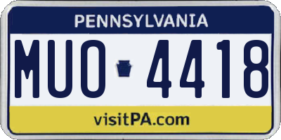 PA license plate MUO4418