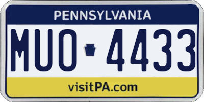 PA license plate MUO4433