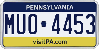 PA license plate MUO4453
