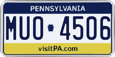 PA license plate MUO4506