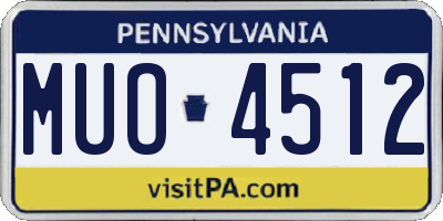PA license plate MUO4512