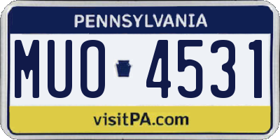 PA license plate MUO4531