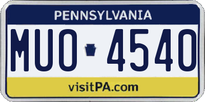 PA license plate MUO4540