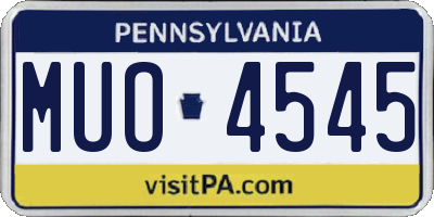PA license plate MUO4545