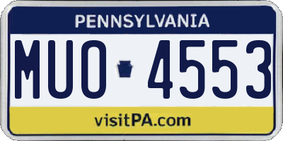 PA license plate MUO4553