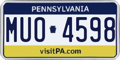PA license plate MUO4598