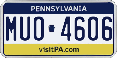 PA license plate MUO4606