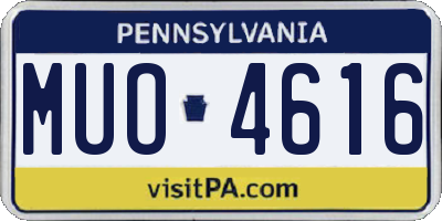 PA license plate MUO4616