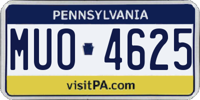 PA license plate MUO4625