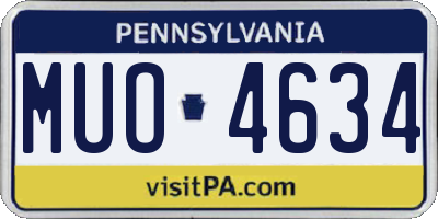 PA license plate MUO4634
