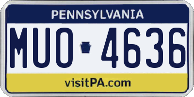 PA license plate MUO4636