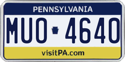 PA license plate MUO4640