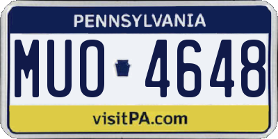 PA license plate MUO4648