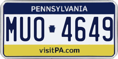 PA license plate MUO4649
