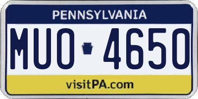 PA license plate MUO4650