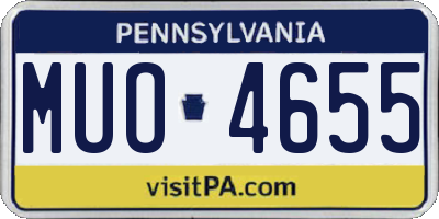 PA license plate MUO4655