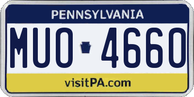 PA license plate MUO4660