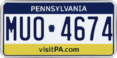 PA license plate MUO4674