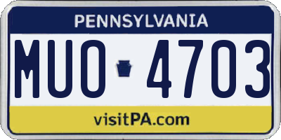 PA license plate MUO4703